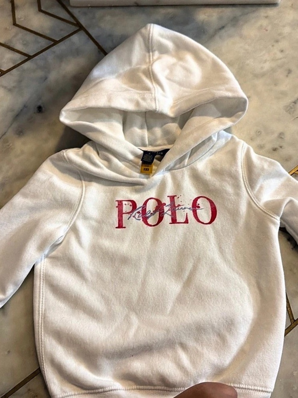 Polo Ralph Lauren Girls Size 4 White Logo Hoodie